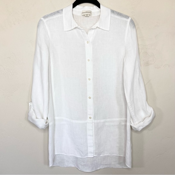 DKNY Pure Linen Convertible Sleeve Button Down Shirt - Picture 5 of 15